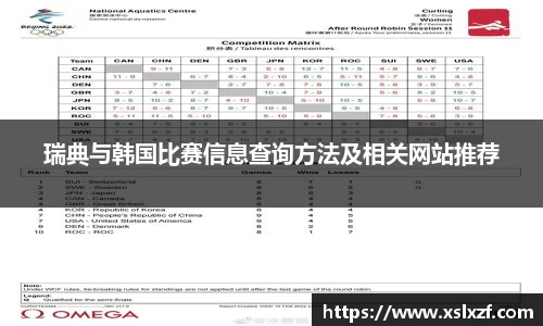 瑞典与韩国比赛信息查询方法及相关网站推荐